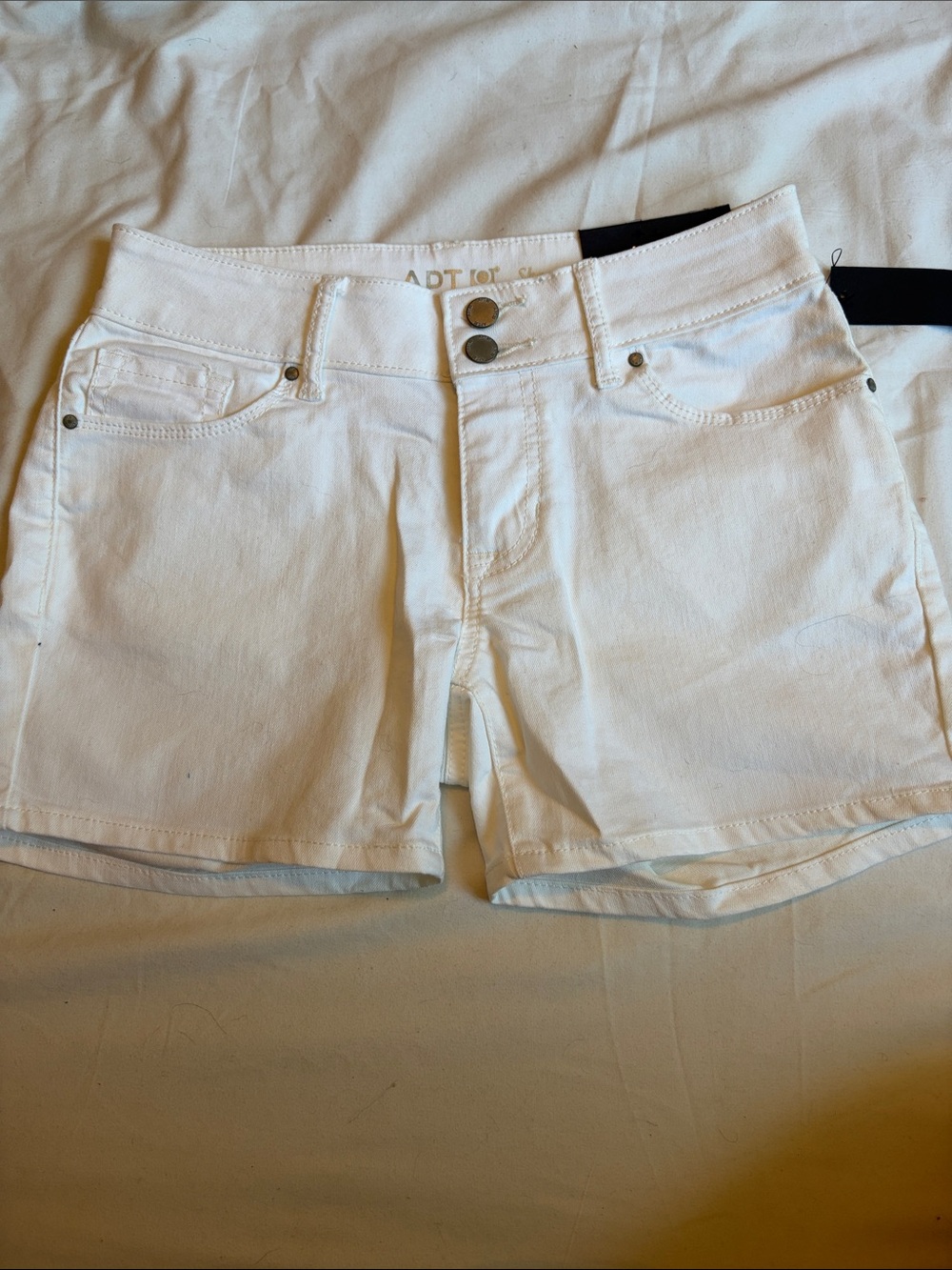 White Women's Denim Shorts - Classic High-Rise Style
